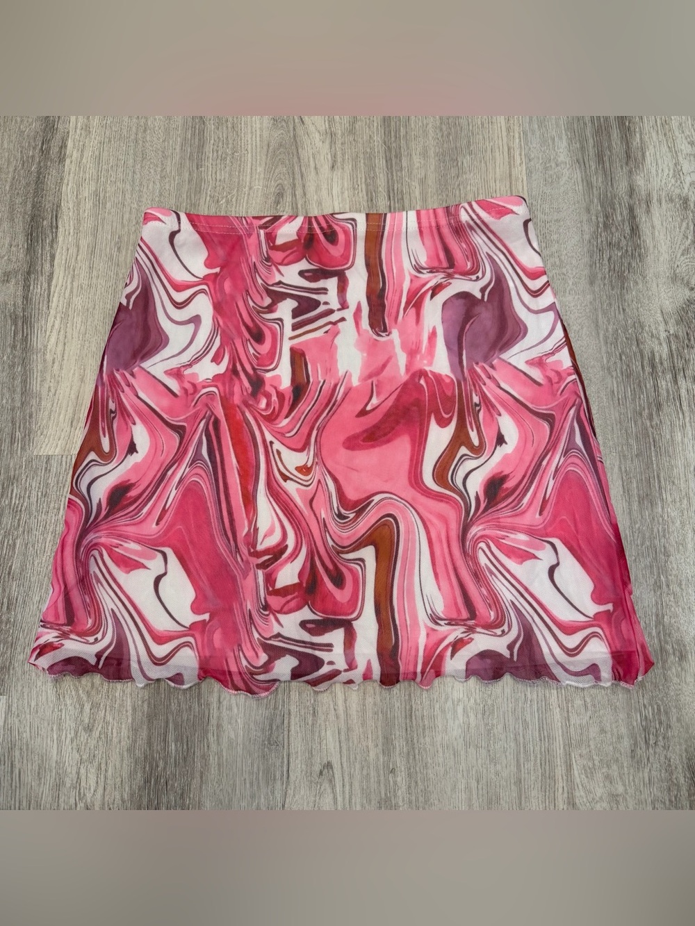 Y2K Pink Swirl Print Mini Skirt Size Medium
